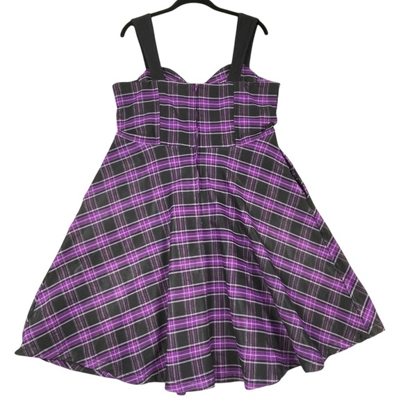 Unique Vintage Purple Black Plaid Corset Swing Flare Rockabilly Pinup Dress - XL - Picture 2 of 13